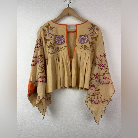 Free People Waiting On A Sunny Day Embroidered Bohemian Top - Picture 6 of 8